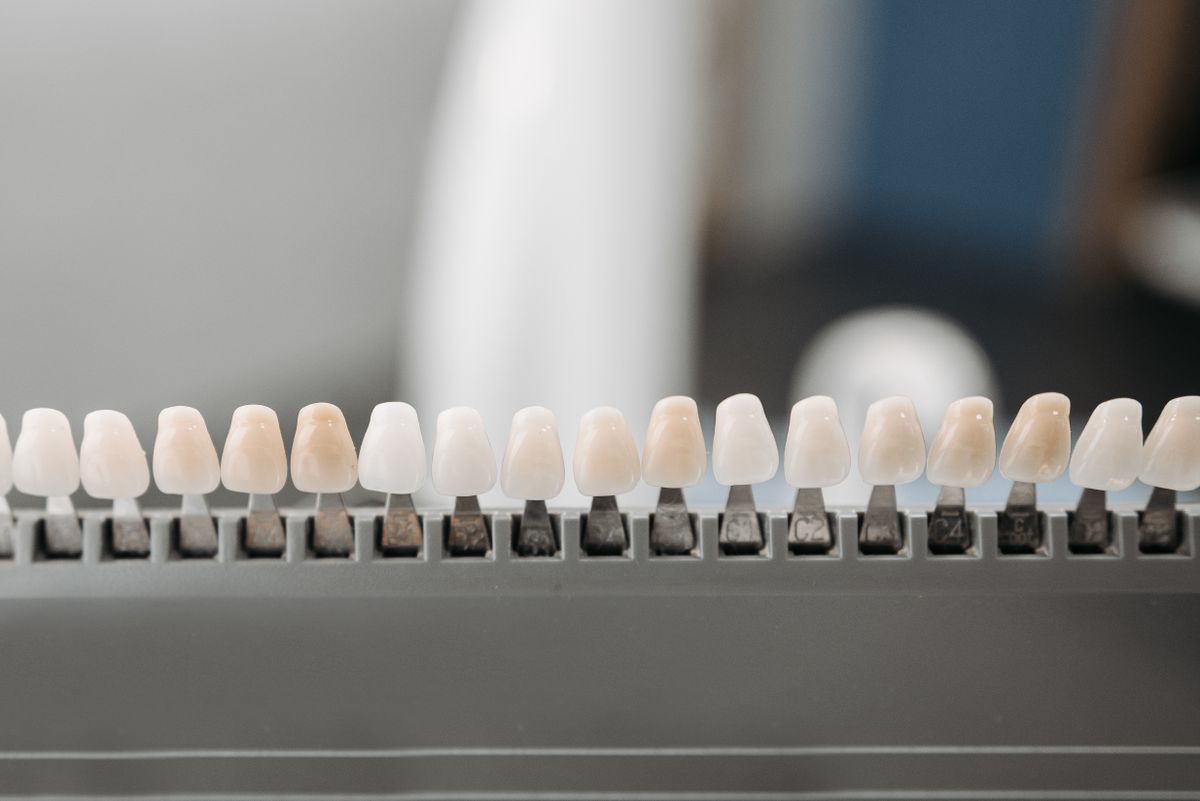 Ceramic tooth shade guide used to match crowns to natural teeth